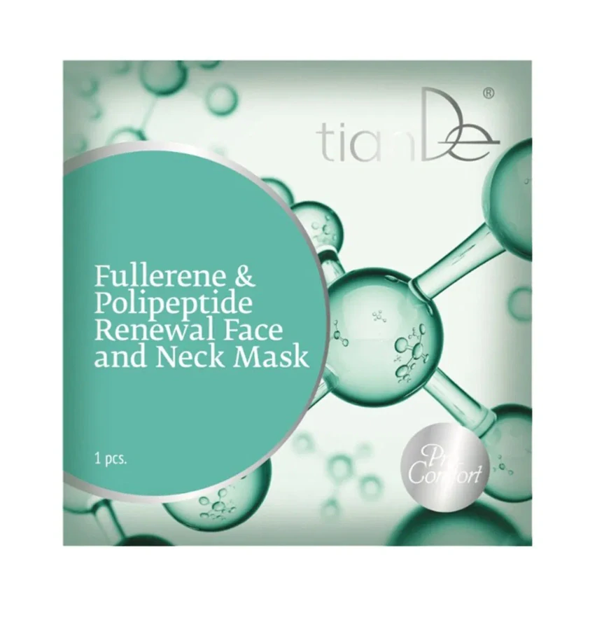 Tiande - Obnovujúca maska na tvár a krk Fullerenes & Polypeptides 1 ks