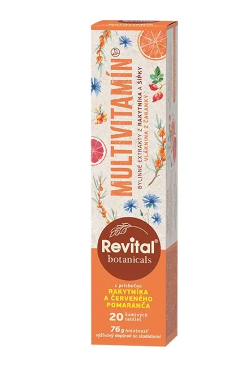Revital Botanicals Multivitamín s bylinnými extraktmi s príchuťou rakytníka a červeného pomaranča 20 tabliet