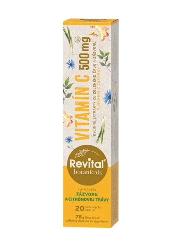 Revital Botanicals Vitamín C 500 mg s príchuťou zázvoru a citrónovej trávy 20 šumivých tabliet