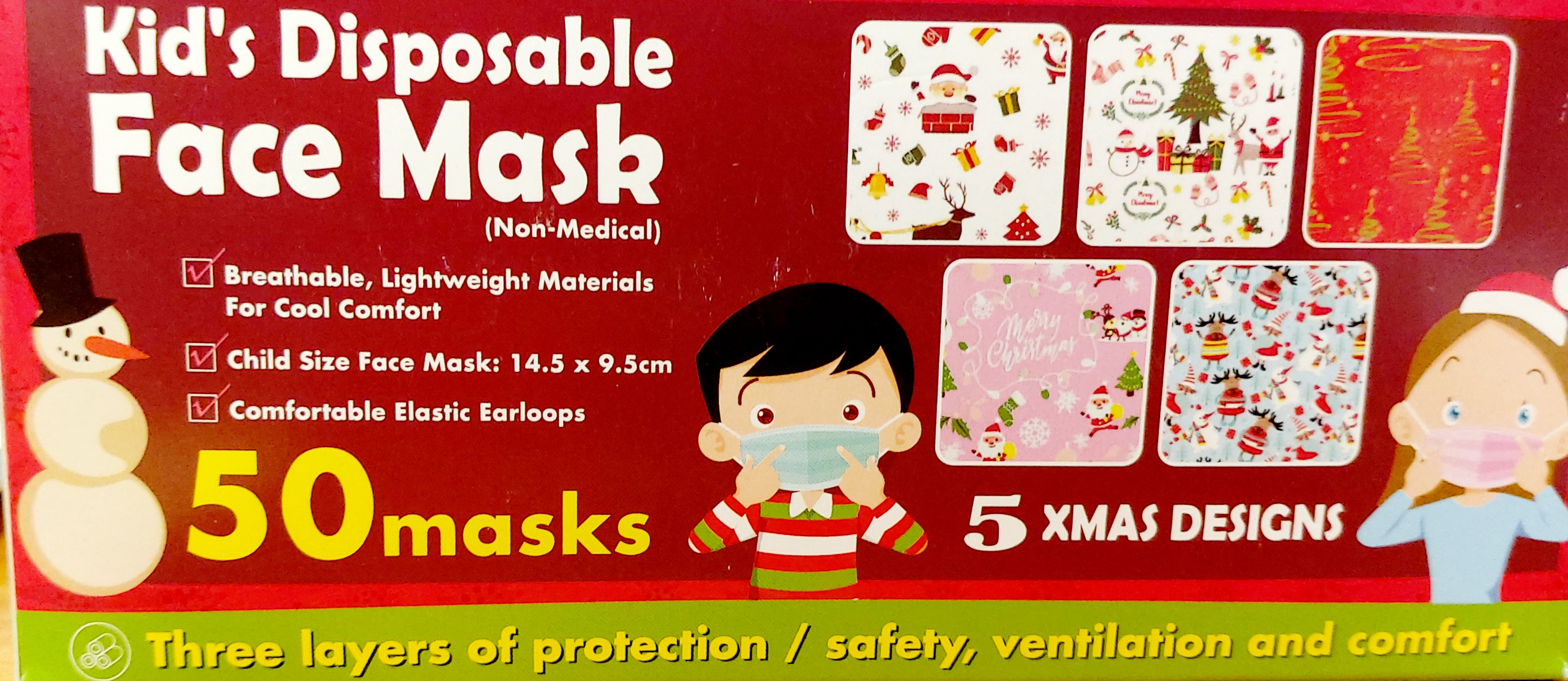 Vianočné jednorazové rúška pre deti 50 ks v balení