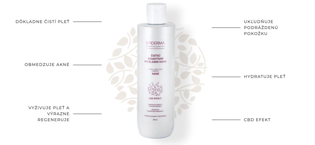 Epiderma bioaktívna CBD micelárna voda pri akné 300 ml