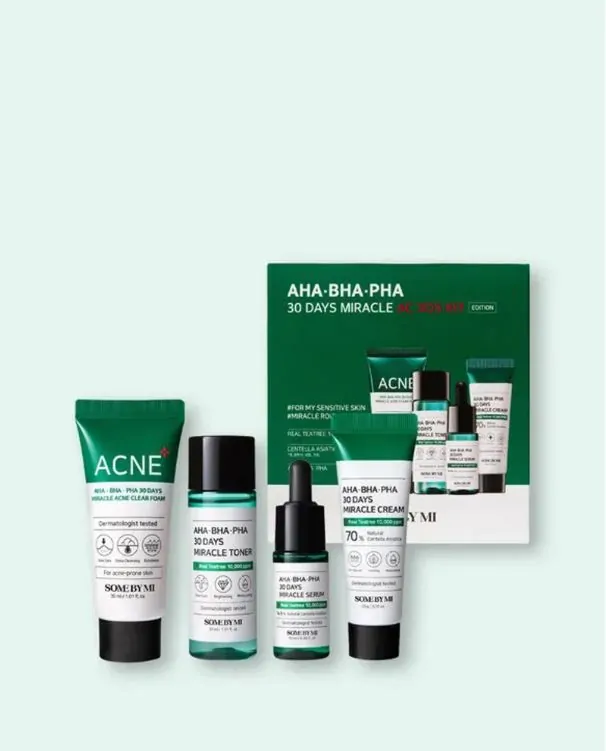 Some By Mi AHA BHA PHA 30 Days Miracle AC SOS Kit čistiaca pena 30 ml + tonikum 30 ml + sérum 10 ml + krém 20 g