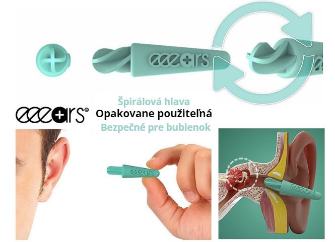 eeears Opakovane použiteľný silikónový čistič uší 2 ks