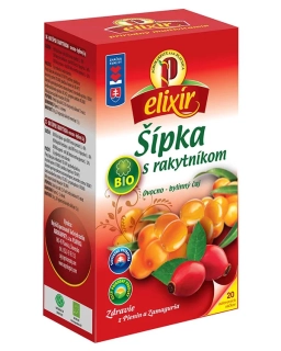 Agrokarpaty elixír Bio Šípka s Rakytníkom ovocno bylinný čaj čistý prírodný produkt 20 x 1,5 g