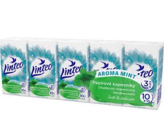 LINTEO Papierové vreckovky 3-vrstvové vôňa mäty 10x10 ks